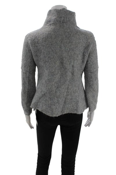 Free People Unisex Pullover Gray Mock Neck 3/4 Sleeve Alpaca Boho Size S