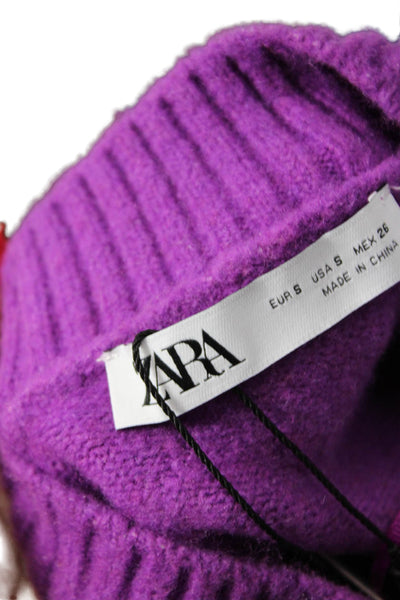 Zara Womens Pullover Sweater Purple Crewneck Long Sleeve Size S