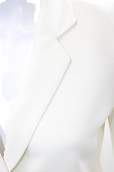 Lafayette 148 New York Women White Tie Front Collared Blazer Long Sleeve Size 4