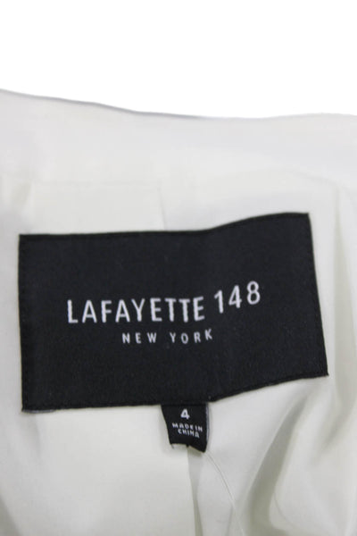 Lafayette 148 New York Women White Tie Front Collared Blazer Long Sleeve Size 4