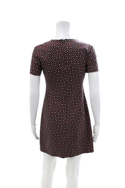 Theory Women Shift Dress Black Wool Crew Neck Short Sleeve Mid-Calf Zip Size 2