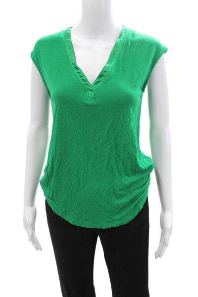 Bordeaux Womens Basic V-Neck Green T-Shirt Petite Size 2