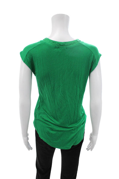 Bordeaux Womens Basic V-Neck Green T-Shirt Petite Size 2