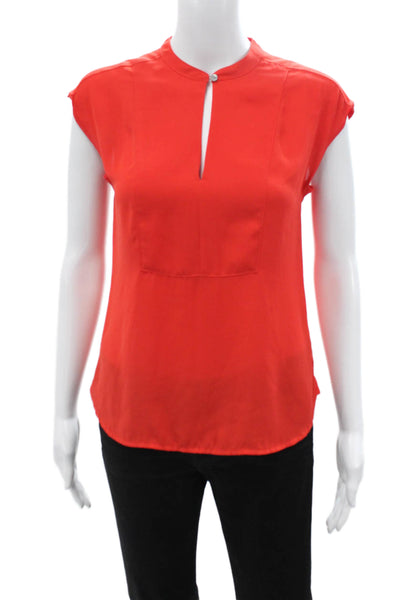 J Crew Women Basic Sleeveless High Neck Red Polyester Blouse Size 2XS