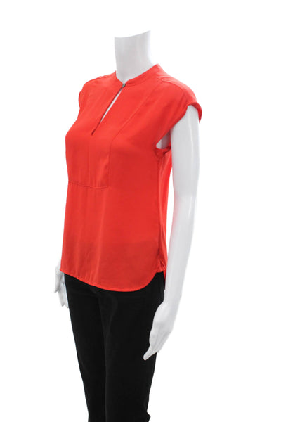 J Crew Women Basic Sleeveless High Neck Red Polyester Blouse Size 2XS