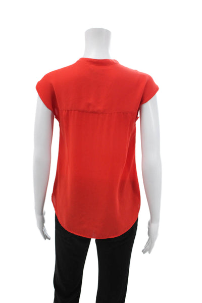 J Crew Women Basic Sleeveless High Neck Red Polyester Blouse Size 2XS