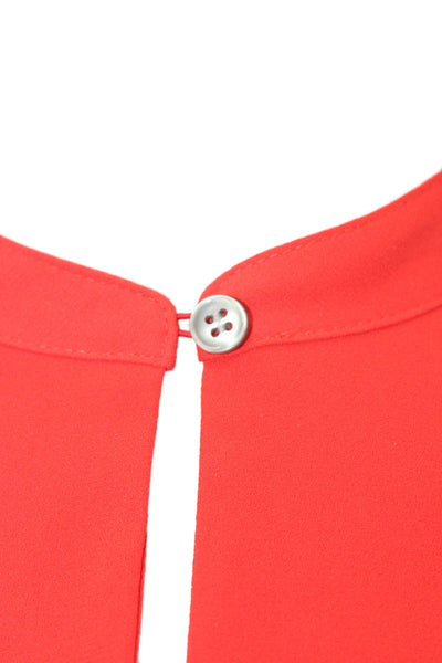 J Crew Women Basic Sleeveless High Neck Red Polyester Blouse Size 2XS
