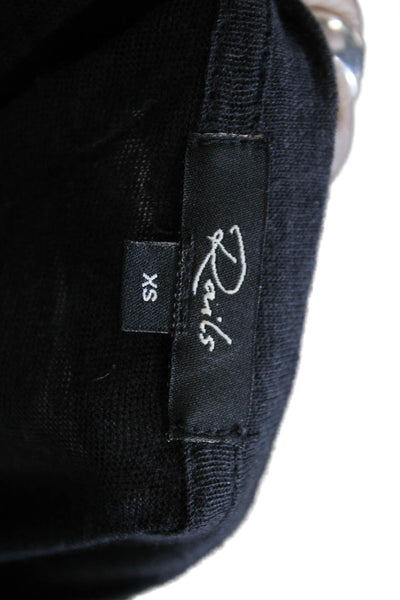 Rails Womens V-Neck Short Sleeve Basic T-Shirt Black Linen Size XS