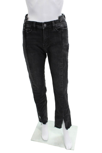 Flying Monkey Women Cropped Straight Dark Gray Jeans High Rise Button Size 27