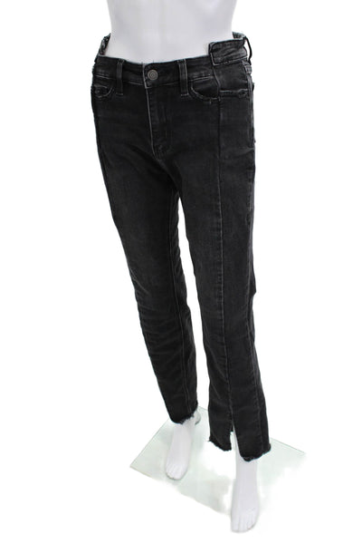 Flying Monkey Women Cropped Straight Dark Gray Jeans High Rise Button Size 27