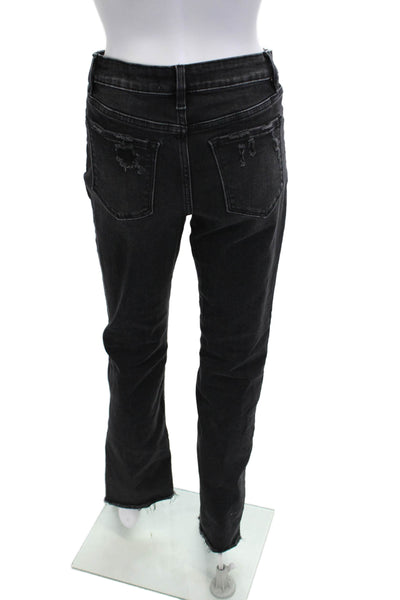 Flying Monkey Women Cropped Straight Dark Gray Jeans High Rise Button Size 27