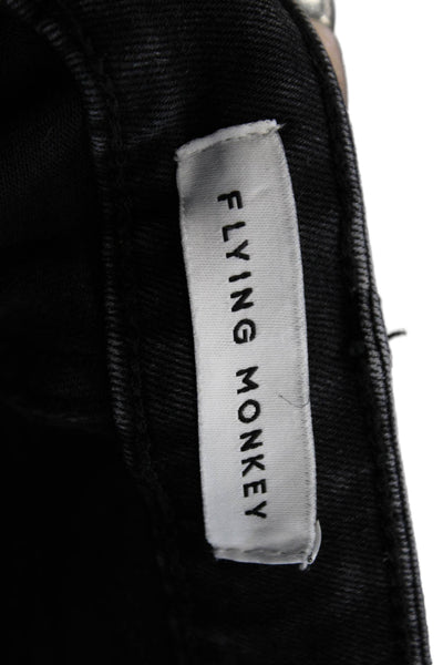Flying Monkey Women Cropped Straight Dark Gray Jeans High Rise Button Size 27