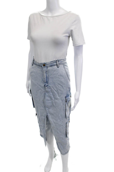 Vintage Havana Womens Cargo Maxi Skirt Light Blue Lyocell Size M