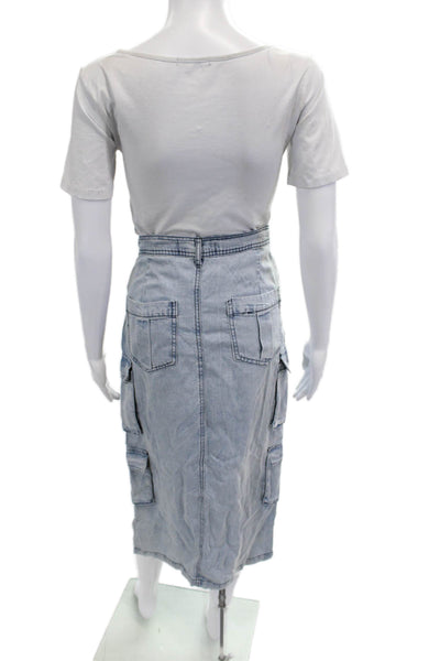 Vintage Havana Womens Cargo Maxi Skirt Light Blue Lyocell Size M