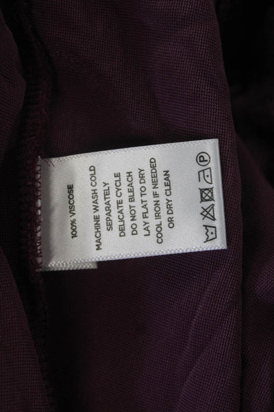 Leo & Sage Women Bohemian Purple V-Neck Short Sleeve Viscose Blouse Size L