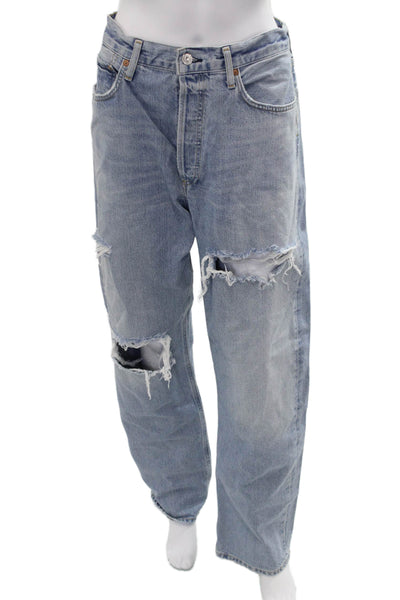 Citizens of Humanity Unisex Straight Wide Leg High Rise Lt Blue Jeans Size 29