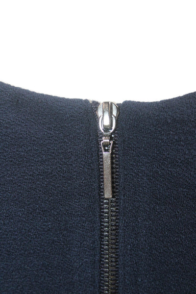 J Crew Women Shift Dress Dark Blue Long Sleeve Crew Neck Knee Length Size L