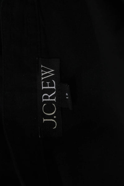 J Crew Women Shift Shirt Dress Black 100% Cotton Short Sleeve Size L