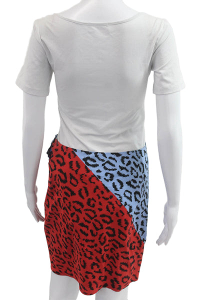 A.L.C. Women Blue Animal Print Wrap Mini Skirt Silk Elastane Size 6