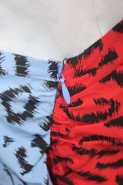 A.L.C. Women Blue Animal Print Wrap Mini Skirt Silk Elastane Size 6