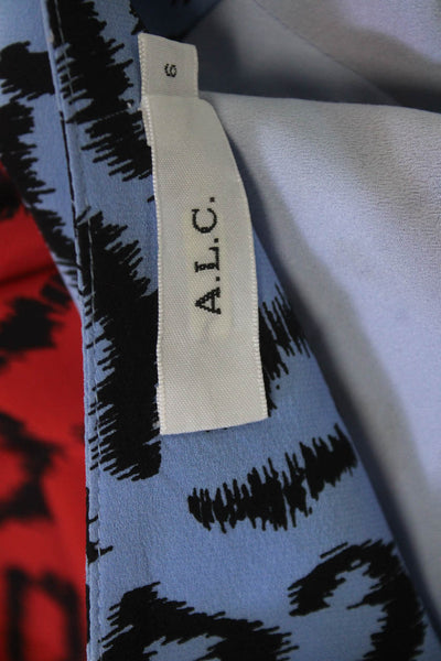 A.L.C. Women Blue Animal Print Wrap Mini Skirt Silk Elastane Size 6