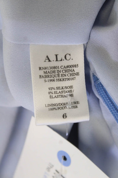 A.L.C. Women Blue Animal Print Wrap Mini Skirt Silk Elastane Size 6
