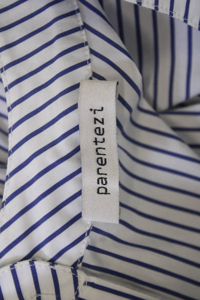 Parentezi Womens Shirt Dress Blue Striped Cotton Long Sleeve Mini Size XS