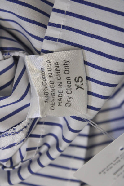 Parentezi Womens Shirt Dress Blue Striped Cotton Long Sleeve Mini Size XS