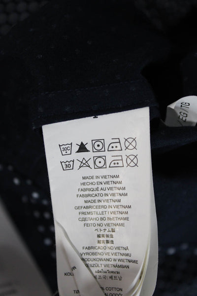 Michael Kors Mens Polka Dot Button Down Slim Fit Shirt Blue Size Extra Large
