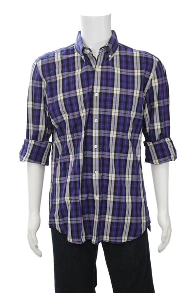 J Crew Mens Plaid Button Down Shirt Multi Colored Cotton Size Large