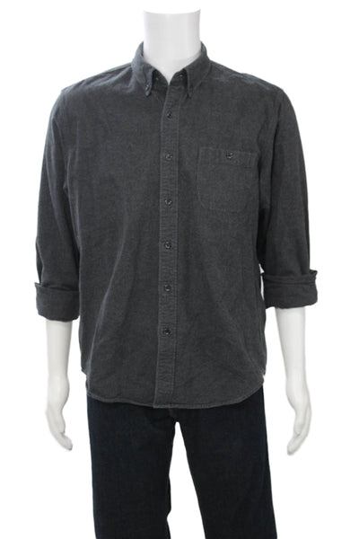 J Crew Mens Long Sleeves Button Down Shirt Grey Cotton Size Large