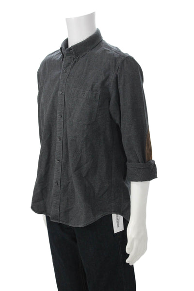 J Crew Mens Long Sleeves Button Down Shirt Grey Cotton Size Large