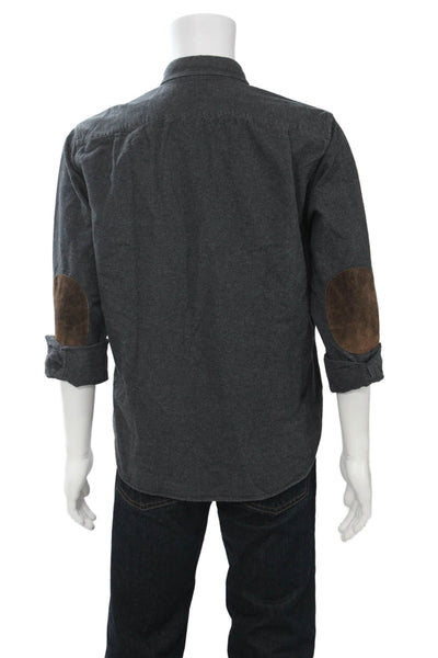 J Crew Mens Long Sleeves Button Down Shirt Grey Cotton Size Large