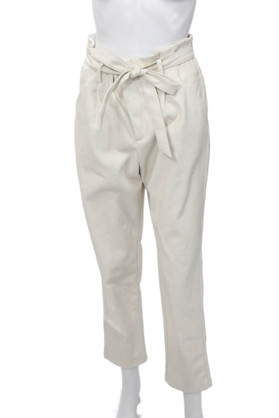 Lucy Paris Womens Ankle Paperbag Dress Pants White Drawstring Size M