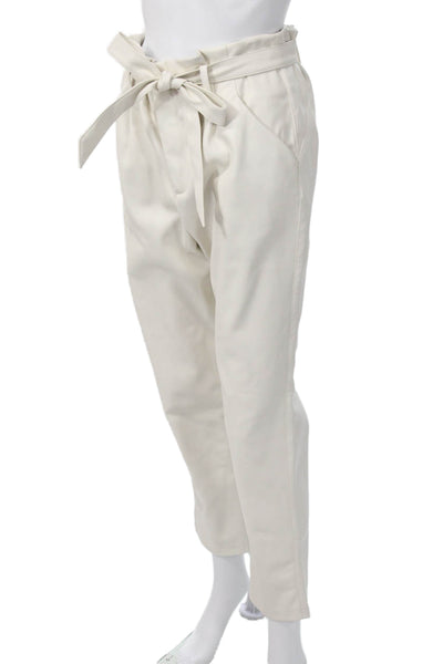 Lucy Paris Womens Ankle Paperbag Dress Pants White Drawstring Size M
