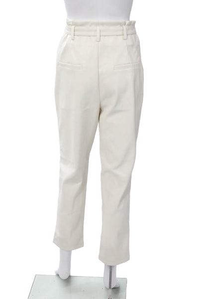 Lucy Paris Womens Ankle Paperbag Dress Pants White Drawstring Size M