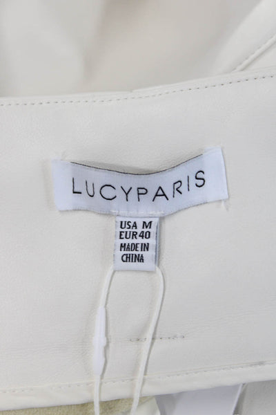 Lucy Paris Womens Ankle Paperbag Dress Pants White Drawstring Size M
