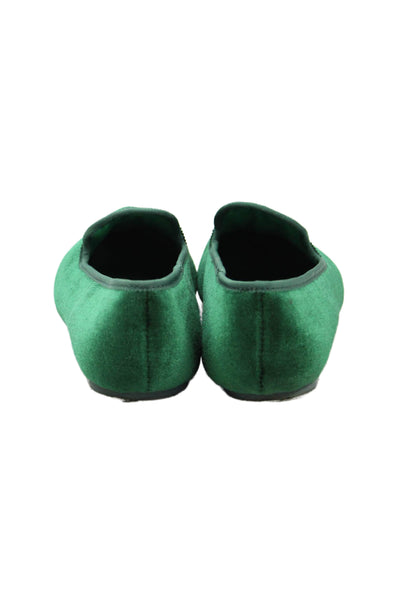 Crewcuts Childrens Girls Velvet Skull Slide On Ballet Flats Green Size 5