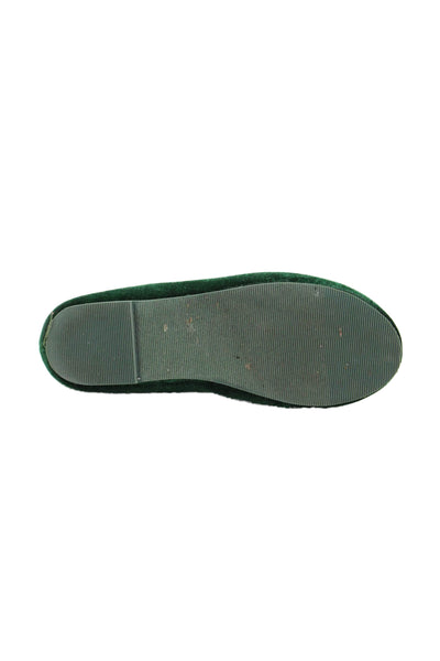 Crewcuts Childrens Girls Velvet Skull Slide On Ballet Flats Green Size 5