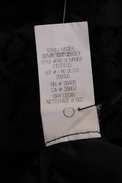 Theory Women Cropped Jersey Sweater Black Zip Round Neck Size S