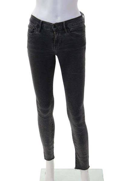Frame Denim Women Ankle Skinny Dark Gray Jeans Low Rise Button Size 25