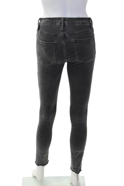 Frame Denim Women Ankle Skinny Dark Gray Jeans Low Rise Button Size 25
