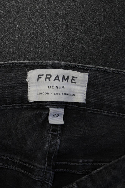 Frame Denim Women Ankle Skinny Dark Gray Jeans Low Rise Button Size 25
