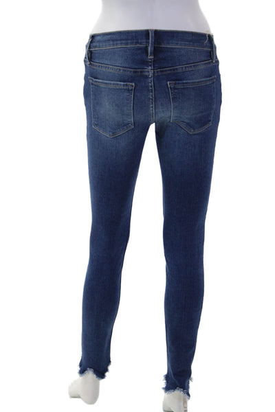 Frame Denim Womens Ankle Skinny Jeans Dark Blue Button Mid Rise Size 25