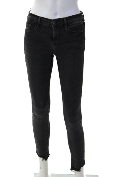 Frame Denim Womens Ankle Skinny Black Jeans Size 25