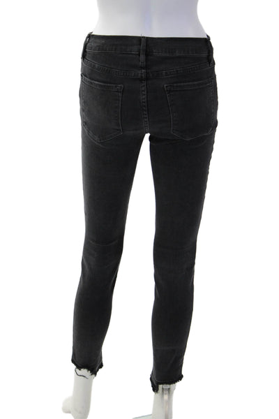 Frame Denim Womens Ankle Skinny Black Jeans Size 25