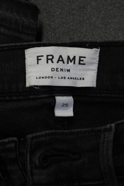 Frame Denim Womens Ankle Skinny Black Jeans Size 25