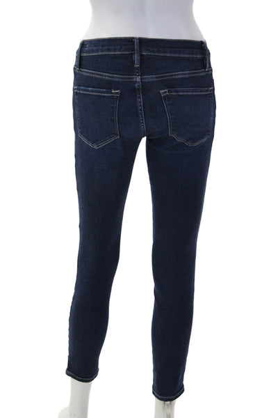 Frame Womens Ankle Skinny Jeans Dark Blue High Rise Button Size 25