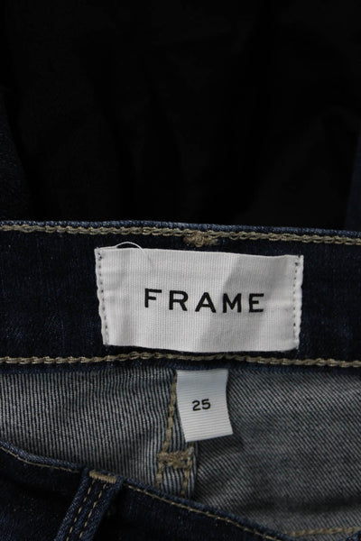 Frame Womens Ankle Skinny Jeans Dark Blue High Rise Button Size 25