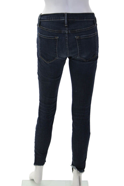 Frame Denim Women Ankle Skinny Jeans Dark Blue High Rise Button Size 25